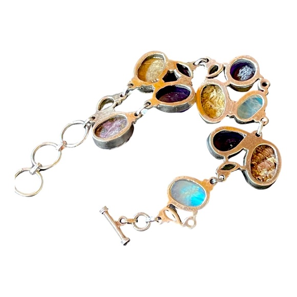 Multi-gem 3 size bracelet! Amethyst, Garnet, Peridot, Blue Moonstones, Abalone - Picture 6 of 9